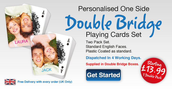bridge playing cards double pack personlised one side